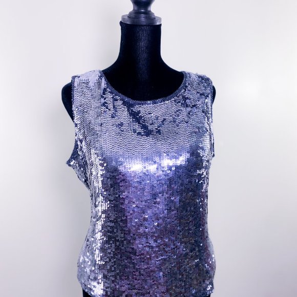 Jennifer Moore | Semi-Formal Women's Silk Beaded Sleeveless Sequin Shirt || Tank - Picture 5 of 15